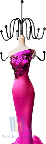 WE Doll Jewelry Stand Holder Mannequin Necklace Display Orgaziner fuchsia Evening Gown Jewelry Stand 15 inches Quinceanera Centerpiece Birthday Gift in Saudi Arabia