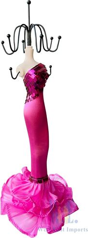 WE Doll Jewelry Stand Holder Mannequin Necklace Display Orgaziner fuchsia Evening Gown Jewelry Stand 15 inches Quinceanera Centerpiece Birthday Gift in Saudi Arabia