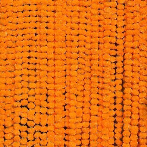 DIYANA IMPEX Marigold Garland for Decoration 5 Pcs of 5 feet Long Strands Artificial Marigold Flowers, Indian Décor for Pooja, Wedding Christmas, Events Decorations in Saudi Arabia