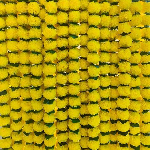 DIYANA IMPEX Marigold Garland for Decoration 5 Pcs of 5 feet Long Strands Artificial Marigold Flowers, Indian Décor for Pooja, Wedding Christmas, Events Decorations in Saudi Arabia