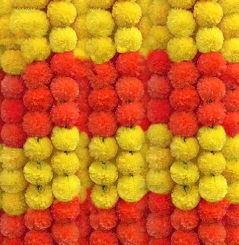DIYANA IMPEX Marigold Garland for Decoration 5 Pcs of 5 feet Long Strands Artificial Marigold Flowers, Indian Décor for Pooja, Wedding Christmas, Events Decorations in Saudi Arabia