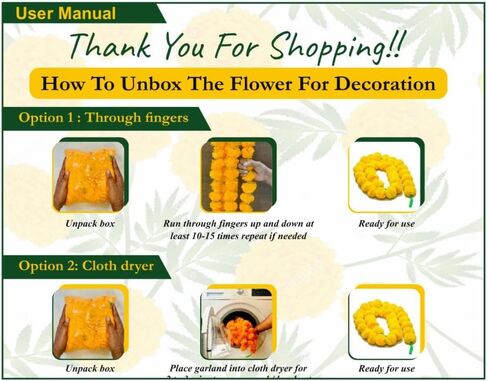 DIYANA IMPEX Marigold Garland for Decoration 5 Pcs of 5 feet Long Strands Artificial Marigold Flowers, Indian Décor for Pooja, Wedding Christmas, Events Decorations in Saudi Arabia