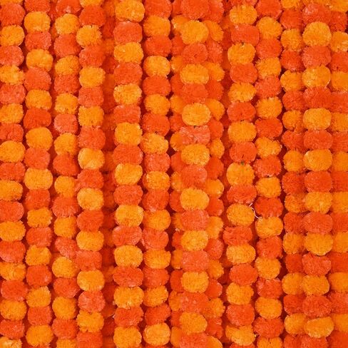 DIYANA IMPEX Marigold Garland for Decoration 5 Pcs of 5 feet Long Strands Artificial Marigold Flowers, Indian Décor for Pooja, Wedding Christmas, Events Decorations in Saudi Arabia