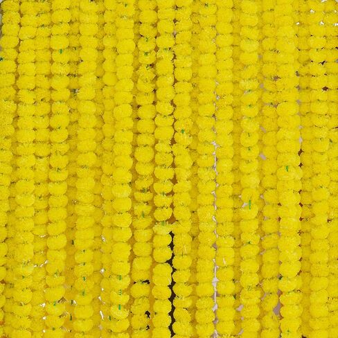 DIYANA IMPEX Marigold Garland for Decoration 5 Pcs of 5 feet Long Strands Artificial Marigold Flowers, Indian Décor for Pooja, Wedding Christmas, Events Decorations in Saudi Arabia