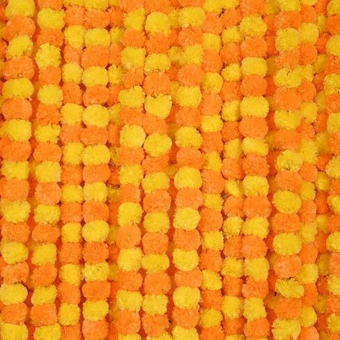DIYANA IMPEX Marigold Garland for Decoration 5 Pcs of 5 feet Long Strands Artificial Marigold Flowers, Indian Décor for Pooja, Wedding Christmas, Events Decorations in Saudi Arabia