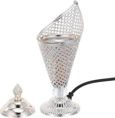 Baluue الكهربائية البخور الموقد الفضة المكونات المعدنية في اللبان البخور دفئا حامل الروائح العربية للديكور المنزل والتأمل in Kuwait