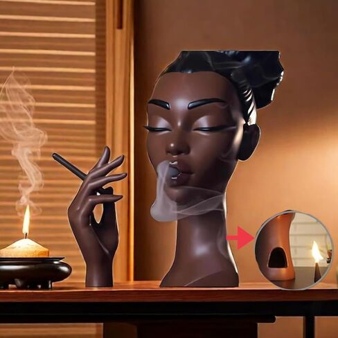 Headscents: Elegant Head Incense Black Woman Burner, Modern Design, Stylish Headscents Incense Holder Black Women, Sophisticated Home Decor, Desk Accessory (Beard-Man) in Kuwait