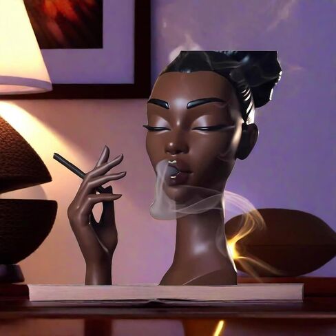 Headscents: Elegant Head Incense Black Woman Burner, Modern Design, Stylish Headscents Incense Holder Black Women, Sophisticated Home Decor, Desk Accessory (Beard-Man) in Kuwait
