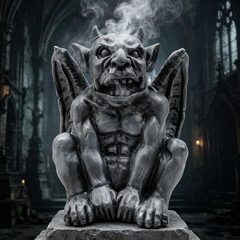Gothic Gargoyle Incense Burner, Resin Demon Statue, Medieval Monster Figurine, Grey, 3.2 in. Tall, for 1x1 in. Cones, Halloween Decor in Saudi Arabia