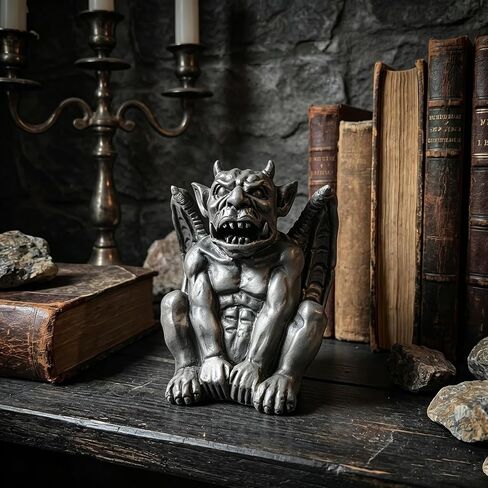 Gothic Gargoyle Incense Burner, Resin Demon Statue, Medieval Monster Figurine, Grey, 3.2 in. Tall, for 1x1 in. Cones, Halloween Decor in Saudi Arabia