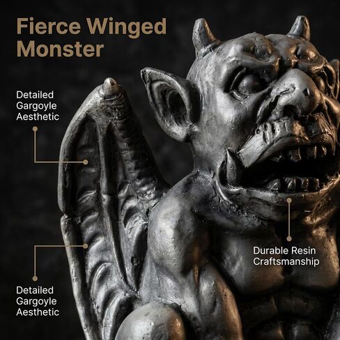 Gothic Gargoyle Incense Burner, Resin Demon Statue, Medieval Monster Figurine, Grey, 3.2 in. Tall, for 1x1 in. Cones, Halloween Decor in Saudi Arabia