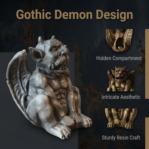 Gothic Gargoyle Incense Burner, Resin Demon Statue, Medieval Monster Figurine, Grey, 3.2 in. Tall, for 1x1 in. Cones, Halloween Decor in Saudi Arabia