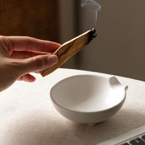 Incense Ash Catcher Ceramic Burning Bowl Base Incense Stick Stand Sand Color Tray 4.1x3.9x1.4 Inches for Home Purification and Meditation in Kuwait