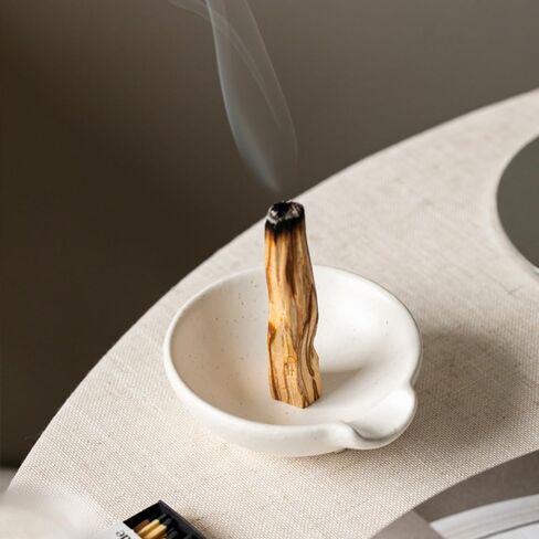 Incense Ash Catcher Ceramic Burning Bowl Base Incense Stick Stand Sand Color Tray 4.1x3.9x1.4 Inches for Home Purification and Meditation in Kuwait