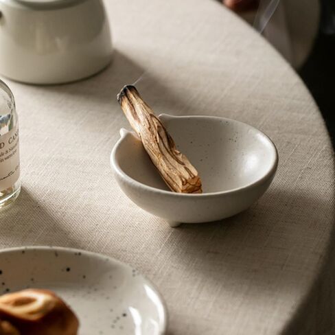 Incense Ash Catcher Ceramic Burning Bowl Base Incense Stick Stand Sand Color Tray 4.1x3.9x1.4 Inches for Home Purification and Meditation in Kuwait