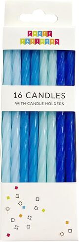 Party Partners 16-Count Deluxe Birthday Candles, 4.75" Tall, Blue Gradient Spiral in Saudi Arabia