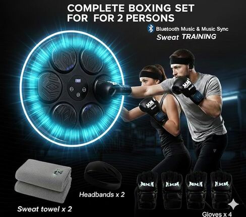 2025 Bluetooth Music Boxing Machine 3.0 for Adults-Kids, Interactive Wall Mounted Workout Punch Game with 4 Gloves for Parent-Child, Light & Sound Training, Home Fitness & Stress Relief in Kuwait