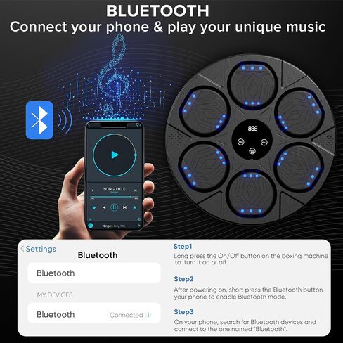 2025 Bluetooth Music Boxing Machine 3.0 for Adults-Kids, Interactive Wall Mounted Workout Punch Game with 4 Gloves for Parent-Child, Light & Sound Training, Home Fitness & Stress Relief in Kuwait