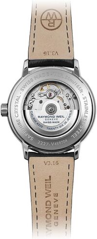 Raymond Weil Men's Maestro Stainless Steel Swiss-Automatic Watch with Leather Calfskin Strap, Black, 20 (Model: 2227-STC-00659), Silver in Saudi Arabia