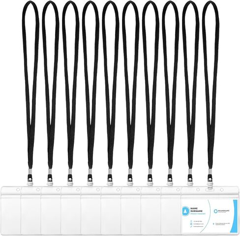 Marspark 100 Sets Clear Name Tags with Lanyard, Lanyards for ID Badges Reusable Lanyard with ID Holder Plastic Name Badges with Lanyards for Adults Kids Business School Church Conference (Blue) in Saudi Arabia