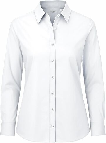 Arber Women’s Stretch Cotton-Blend Button Down Dress Shirt – Wrinkle-Resistant Long-Sleeve Collared Blouse for Work & Casual in Saudi Arabia