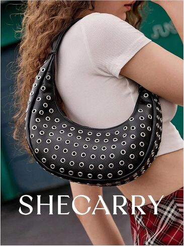Floerns Women's Leather Boho Handbag Y2k Studded Shoulder Bag Underarm Bag in Kuwait