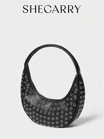 Floerns Women's Leather Boho Handbag Y2k Studded Shoulder Bag Underarm Bag in Kuwait