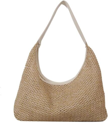 Woven Straw Tote Bag for Women Large Braided Shoulder Beach Bag Summer Travel Handbag Lightweight Rattan in Kuwait