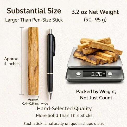 Palo Santo Sticks, Premium Peruvian Holy Wood, 8-9 Sticks, 3.2oz, Ethically Harvested, 100% Natural, for Meditation and Cleansing in Kuwait