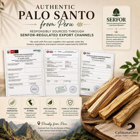 Palo Santo Sticks, Premium Peruvian Holy Wood, 8-9 Sticks, 3.2oz, Ethically Harvested, 100% Natural, for Meditation and Cleansing in Kuwait
