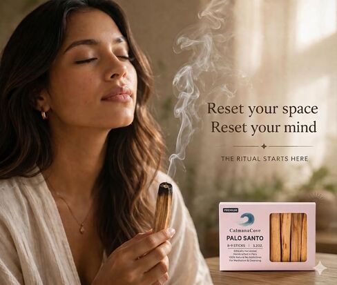 Palo Santo Sticks, Premium Peruvian Holy Wood, 8-9 Sticks, 3.2oz, Ethically Harvested, 100% Natural, for Meditation and Cleansing in Kuwait