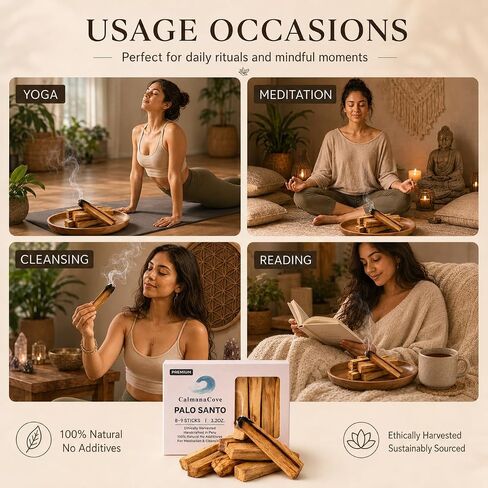 Palo Santo Sticks, Premium Peruvian Holy Wood, 8-9 Sticks, 3.2oz, Ethically Harvested, 100% Natural, for Meditation and Cleansing in Kuwait