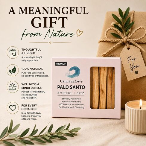 Palo Santo Sticks, Premium Peruvian Holy Wood, 8-9 Sticks, 3.2oz, Ethically Harvested, 100% Natural, for Meditation and Cleansing in Kuwait