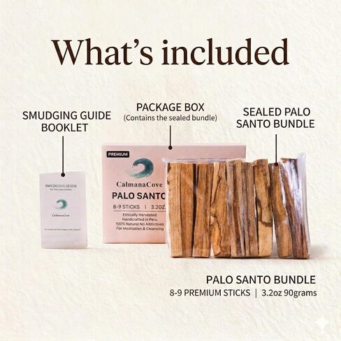 Palo Santo Sticks, Premium Peruvian Holy Wood, 8-9 Sticks, 3.2oz, Ethically Harvested, 100% Natural, for Meditation and Cleansing in Kuwait