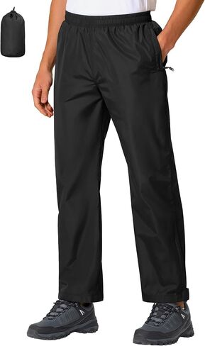 UIQUR Mens Rain Pants Waterproof Pants Lightweight Packable Half Leg Zip Pant Cuffs for Hiking Fishing Golf in Saudi Arabia