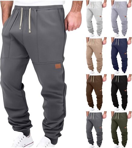SMIDOW Men's Baggy Sweatpants Elastic Waist Drawstring Tapered Joggers Athletic Workout Running Sweat Pants with Pockets in Kuwait
