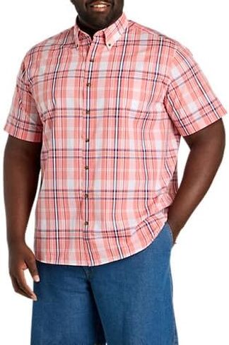 Harbor Bay by DXL Men's Big and Tall Easy-Care Large Plaid Sport Shirt, Red Multi in Saudi Arabia