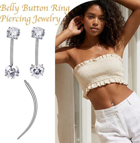 14G Surgical Steel Belly Button Rings 3 Pack – Internal Thread Navel Jewelry with Cubic Zirconia, Long Length Belly Bars (14mm & 28mm) for Women, Body Piercing Jewelry for Daily or Party Wear in Saudi Arabia