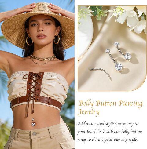 14G Surgical Steel Belly Button Rings 3 Pack – Internal Thread Navel Jewelry with Cubic Zirconia, Long Length Belly Bars (14mm & 28mm) for Women, Body Piercing Jewelry for Daily or Party Wear in Saudi Arabia