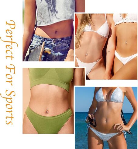 14G Surgical Steel Belly Button Rings 3 Pack – Internal Thread Navel Jewelry with Cubic Zirconia, Long Length Belly Bars (14mm & 28mm) for Women, Body Piercing Jewelry for Daily or Party Wear in Saudi Arabia