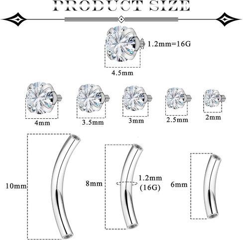 Eyebrow Piercing Jewelry Surgical Steel Rook Piercing Jewlery Vertical Labret Lip Jewelrys Curved Barbell Tiny Eyebrow Rings Ear Navel Small Belly Button Ring for Women Men 16g 6mm/8mm/10mm in Kuwait