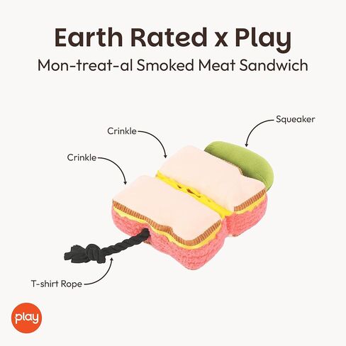 P.L.A.Y. Cute Plush Dog Toys - P.L.A.Y. Montreal Munchies Food Themed Durable Squeaker Toy, Great for Puppies & Small, Medium, Large Dogs - Machine Washable, Recycled Materials (Poutine) in Kuwait