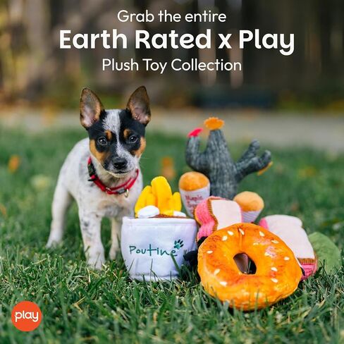 P.L.A.Y. Cute Plush Dog Toys - P.L.A.Y. Montreal Munchies Food Themed Durable Squeaker Toy, Great for Puppies & Small, Medium, Large Dogs - Machine Washable, Recycled Materials (Poutine) in Kuwait