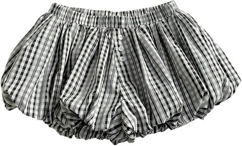 MakeMeChic Women's Summer Ruffle Micro Mini Shorts Low Rise Gingham Loose Fitting Y2K Bubble Shorts in Kuwait