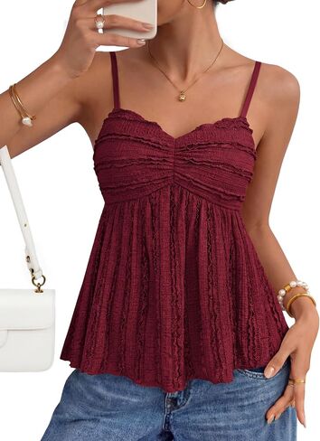 ZESICA Womens Summer Spaghetti Strap Tank Tops 2026 Trendy Going Out Sleeveless V Neck Flowy Y2K Cami Top Fashion Outfits in Kuwait
