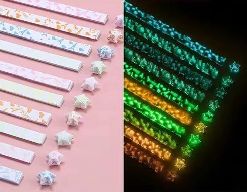 Origami Star Paper Strips, Handmade DIY Lucky Star Origami, Star Pattern in Saudi Arabia
