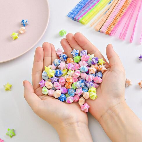 Origami Star Paper Strips, Handmade DIY Lucky Star Origami, Star Pattern in Saudi Arabia