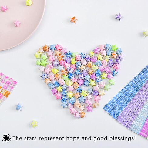Origami Star Paper Strips, Handmade DIY Lucky Star Origami, Star Pattern in Saudi Arabia