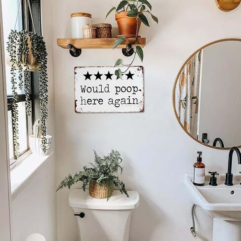 CrazySign Would Poop Here Again - Funny Five Star Rating Bathroom Sign Decor - Indoor Outhouse Bathroom Door Wall Art 8 x 12 Inch (221) in Saudi Arabia