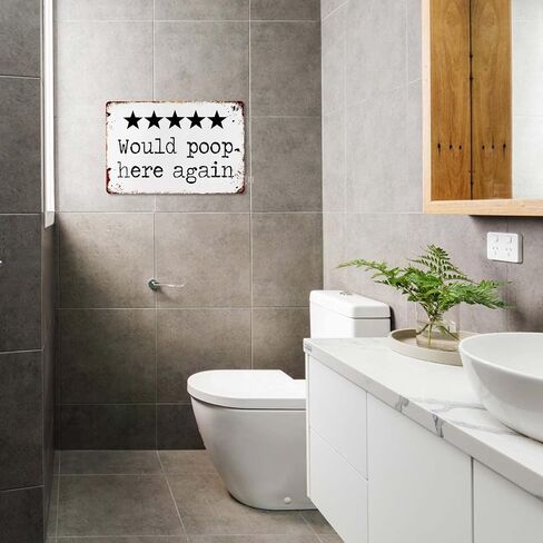 CrazySign Would Poop Here Again - Funny Five Star Rating Bathroom Sign Decor - Indoor Outhouse Bathroom Door Wall Art 8 x 12 Inch (221) in Saudi Arabia